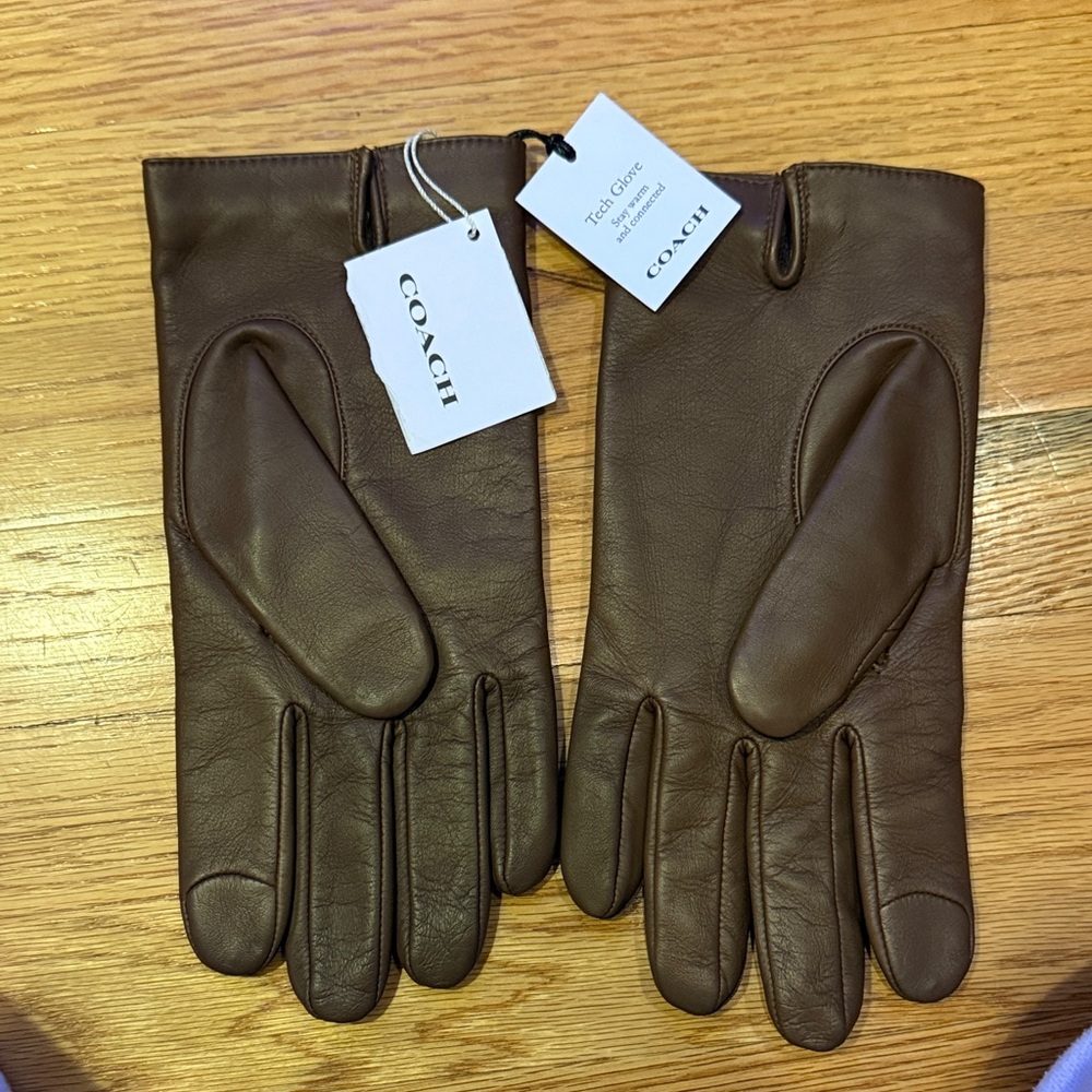 Coach Men's Rich Brown Leather Gloves